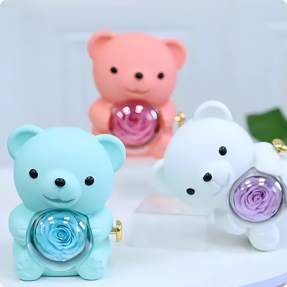 Ursinho Love Rose com Colar Personalizado