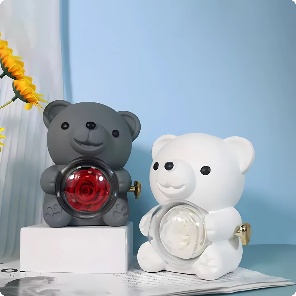 Ursinho Love Rose com Colar Personalizado