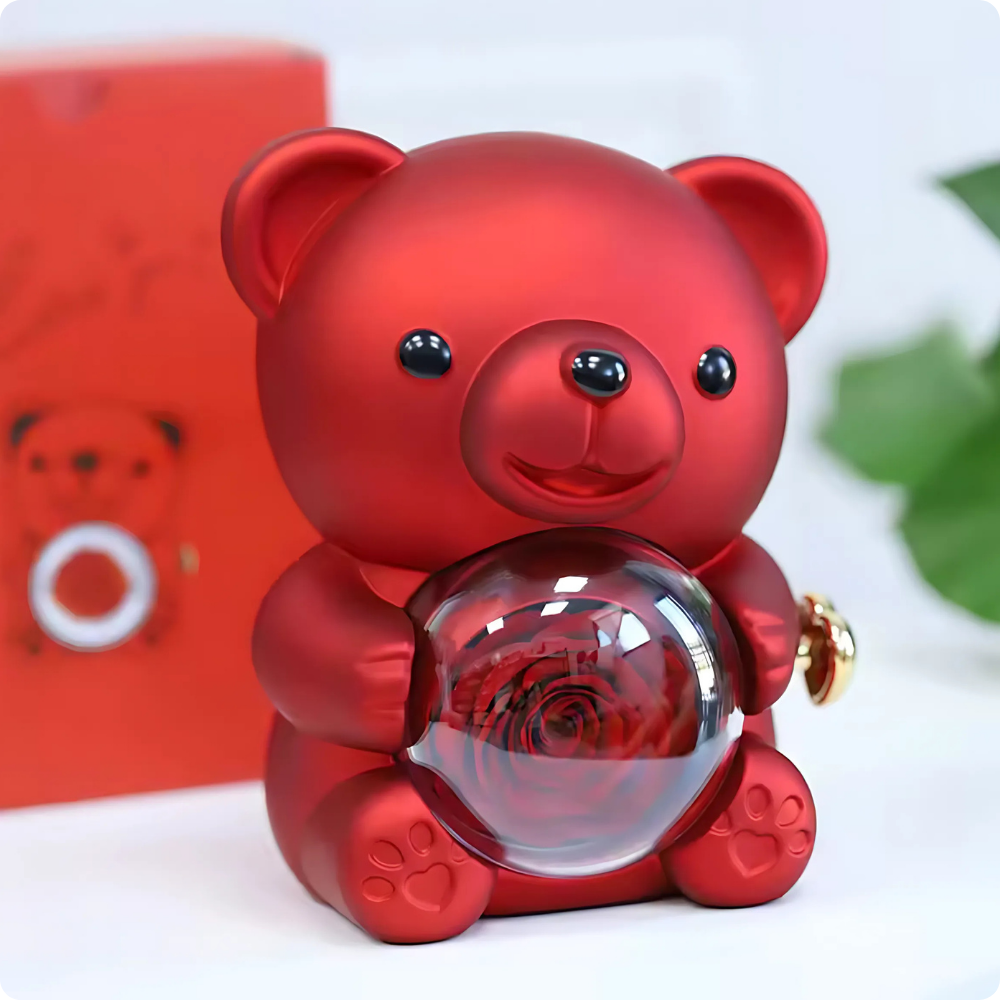 Ursinho Love Rose com Colar Personalizado