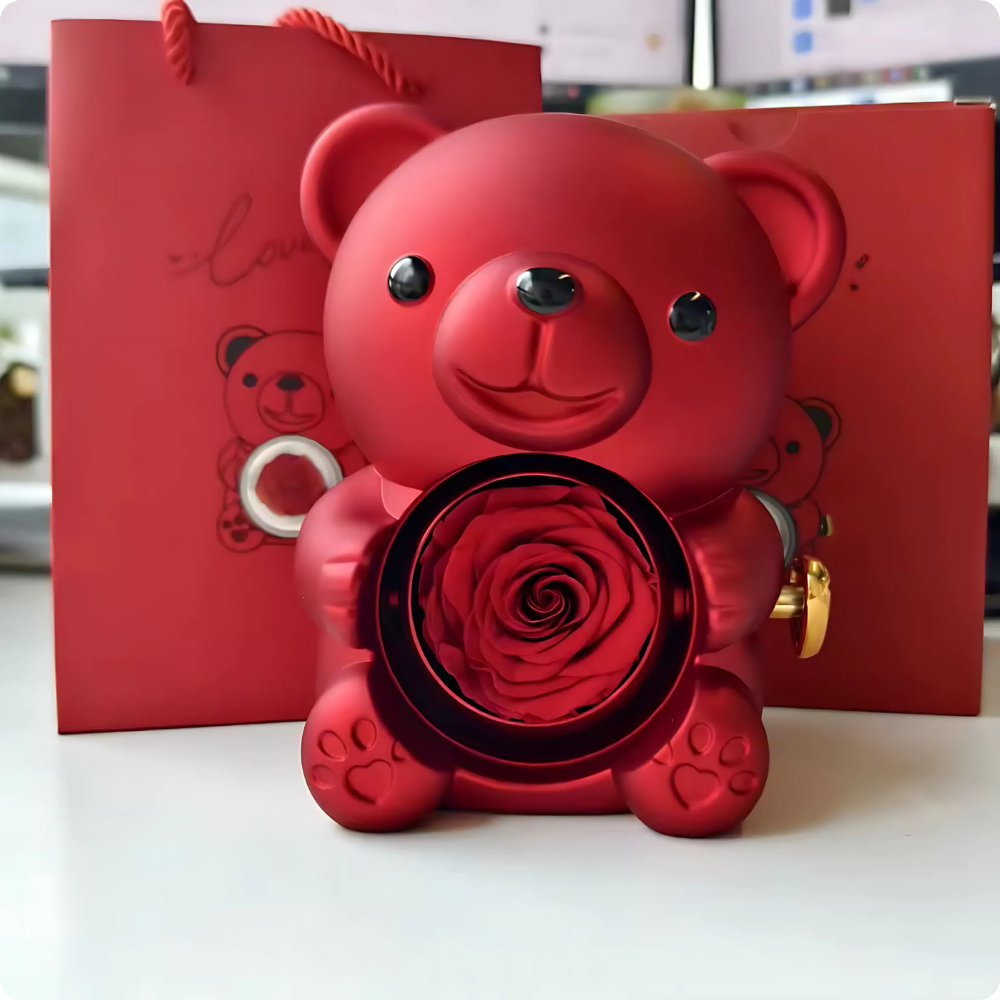 Ursinho Love Rose com Colar Personalizado