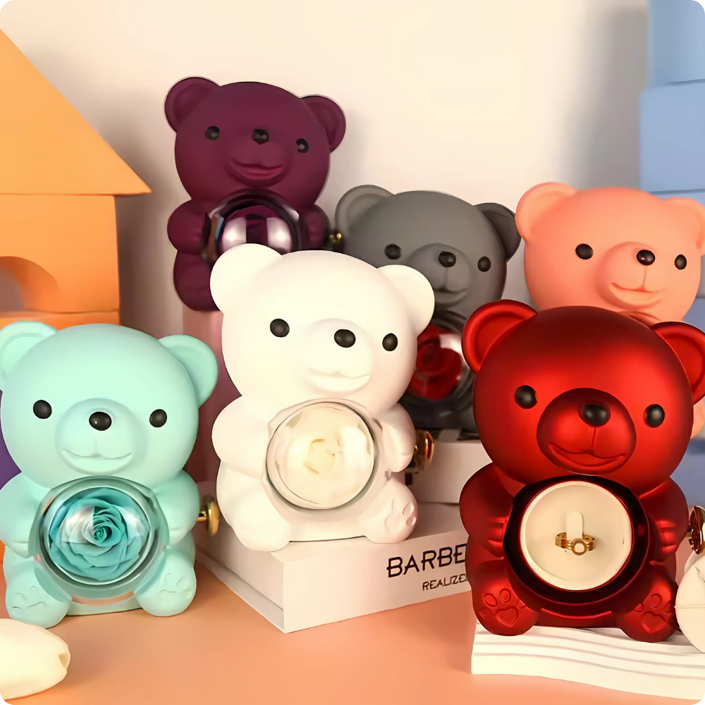 Ursinho Love Rose com Colar Personalizado