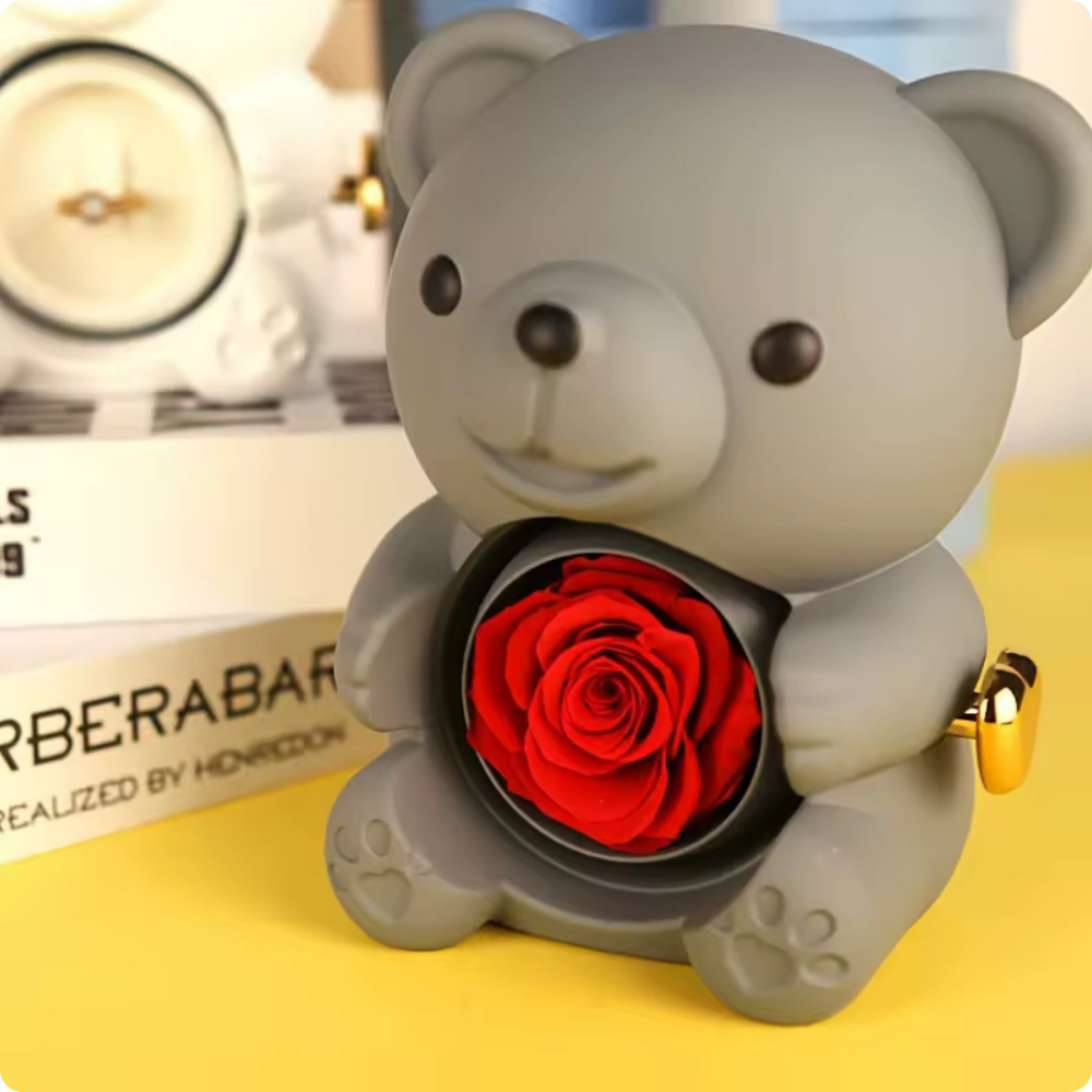 Ursinho Love Rose com Colar Personalizado
