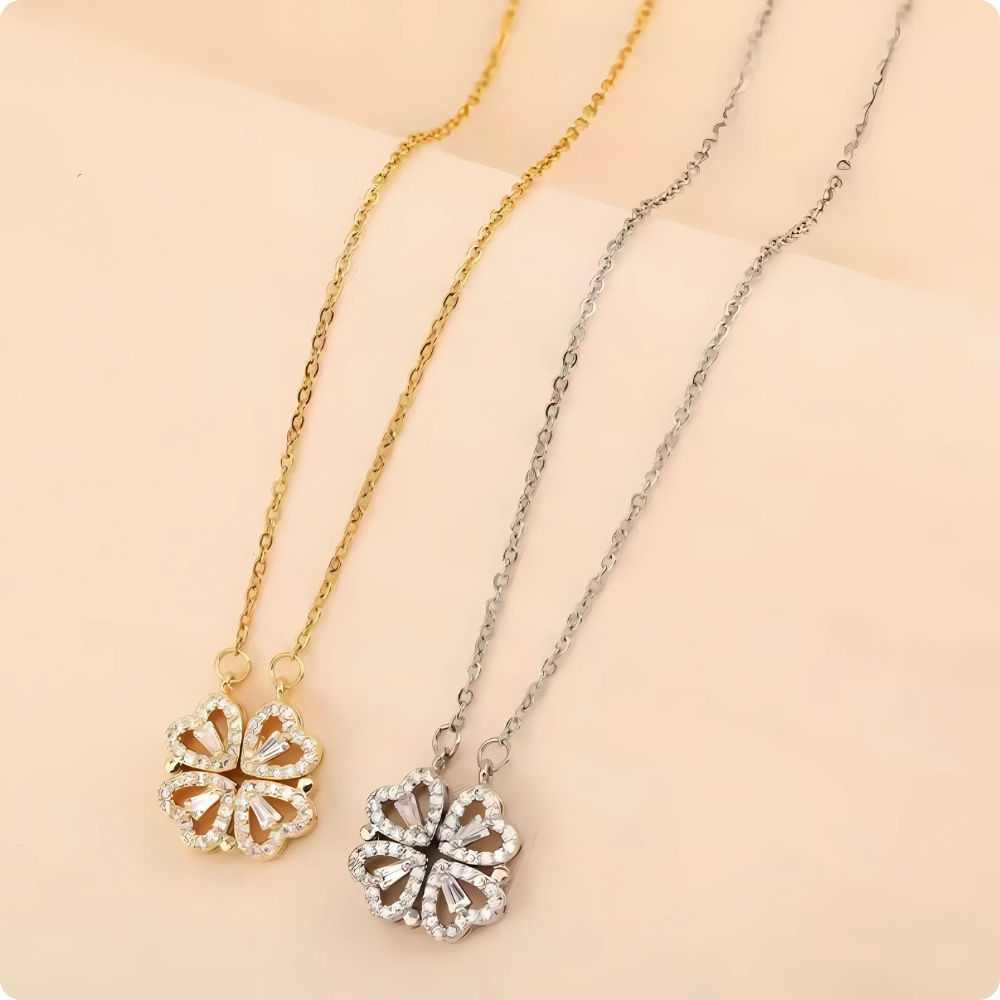 Love Rose com Colar Trevo de Quatro Folhas